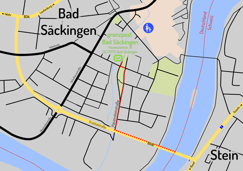 Lageplan Grenzpost Bad Säckingen
