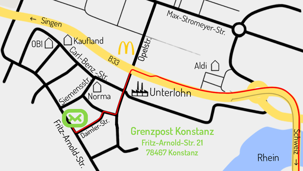 Lageplan grenzpost Konstanz